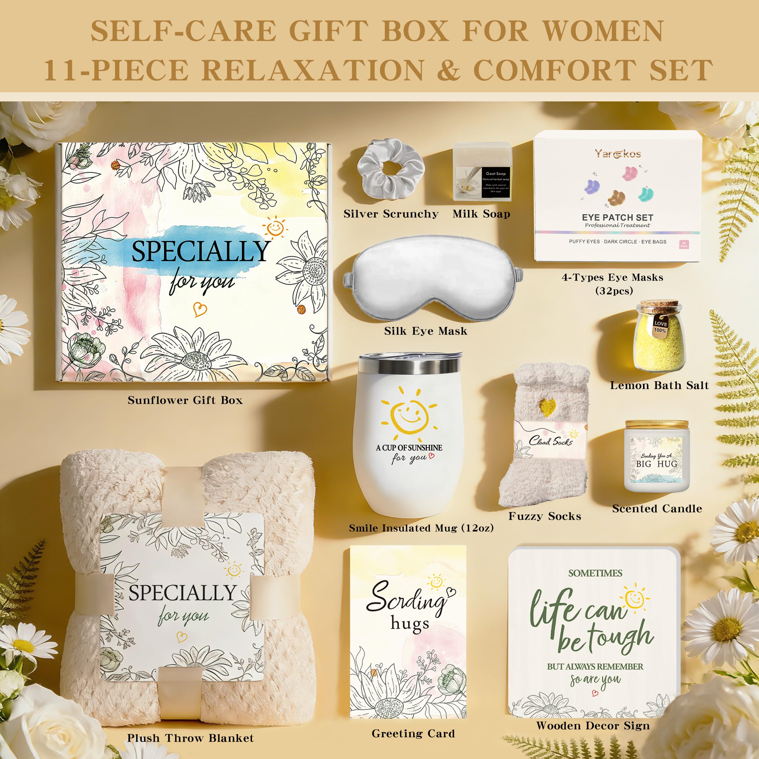 Cesta de regalo con 11 productos de cuidado personal para mujeres, regalo de cumpleaños para madre, hermana, amiga. Perfecto para recuperación o como regalo de agradecimiento.