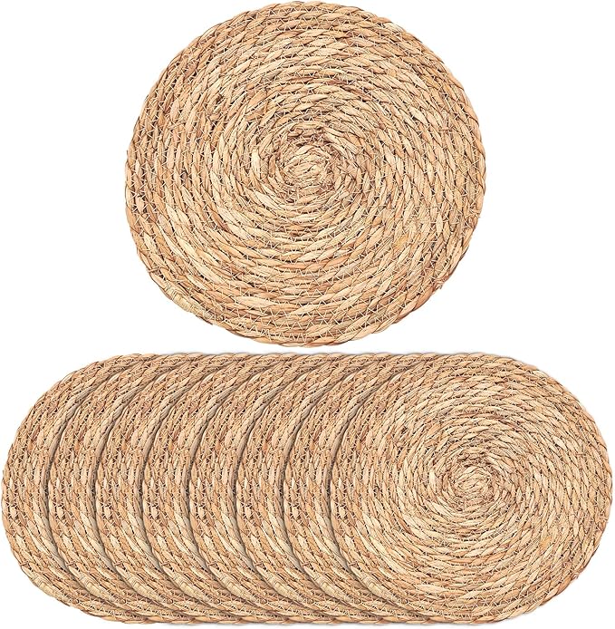Round Woven Placemats, 12" Woven Rattan Placemats