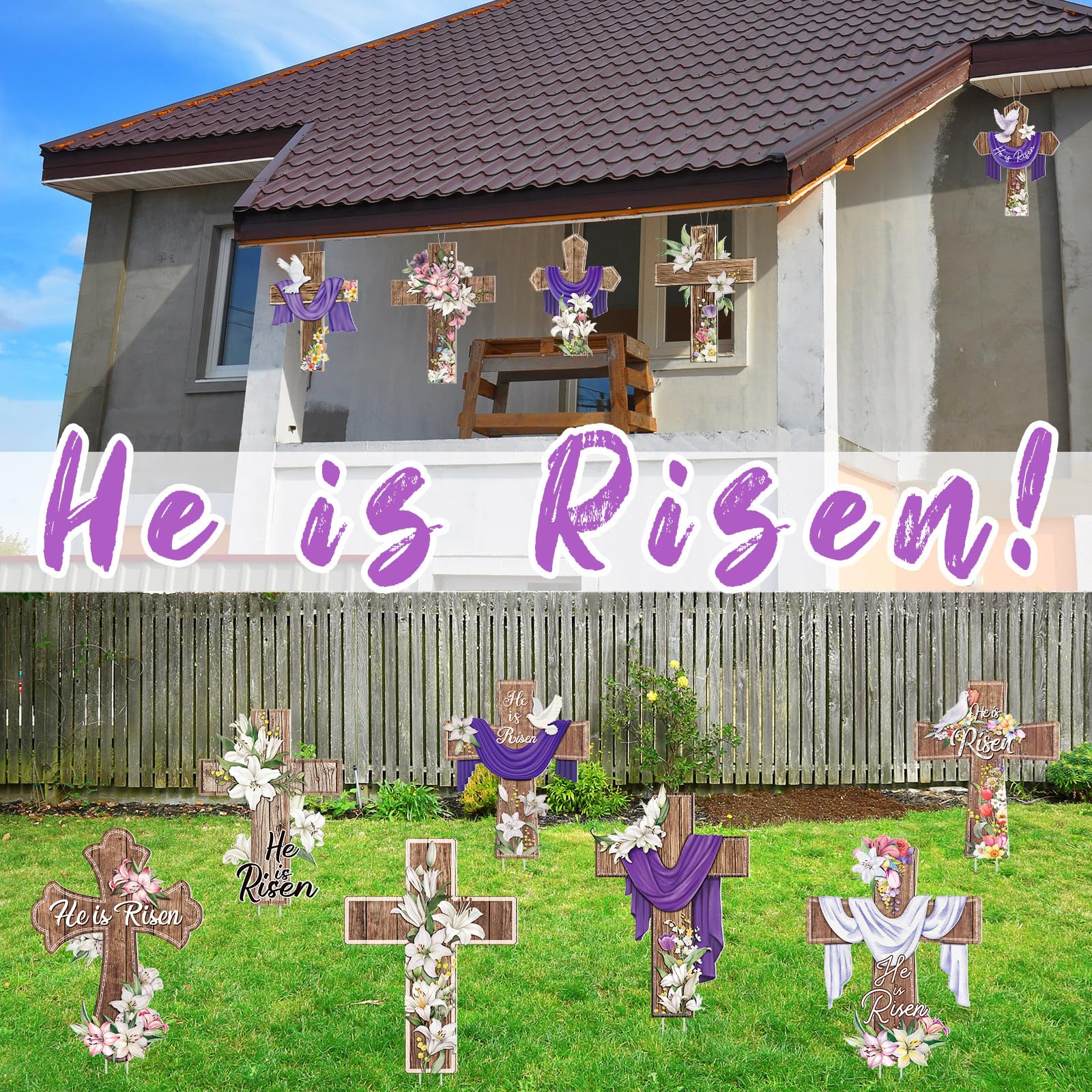 Snapklik.com : Beeveer 12 Pcs Easter Yard Signs Lawn Sign