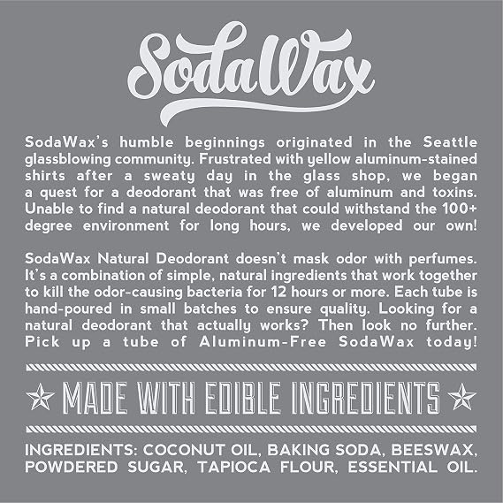 SodaWaxTM Natural Deodorant BARBERSHOP (3.3oz/93g) Any 3 Items SHIP FREE