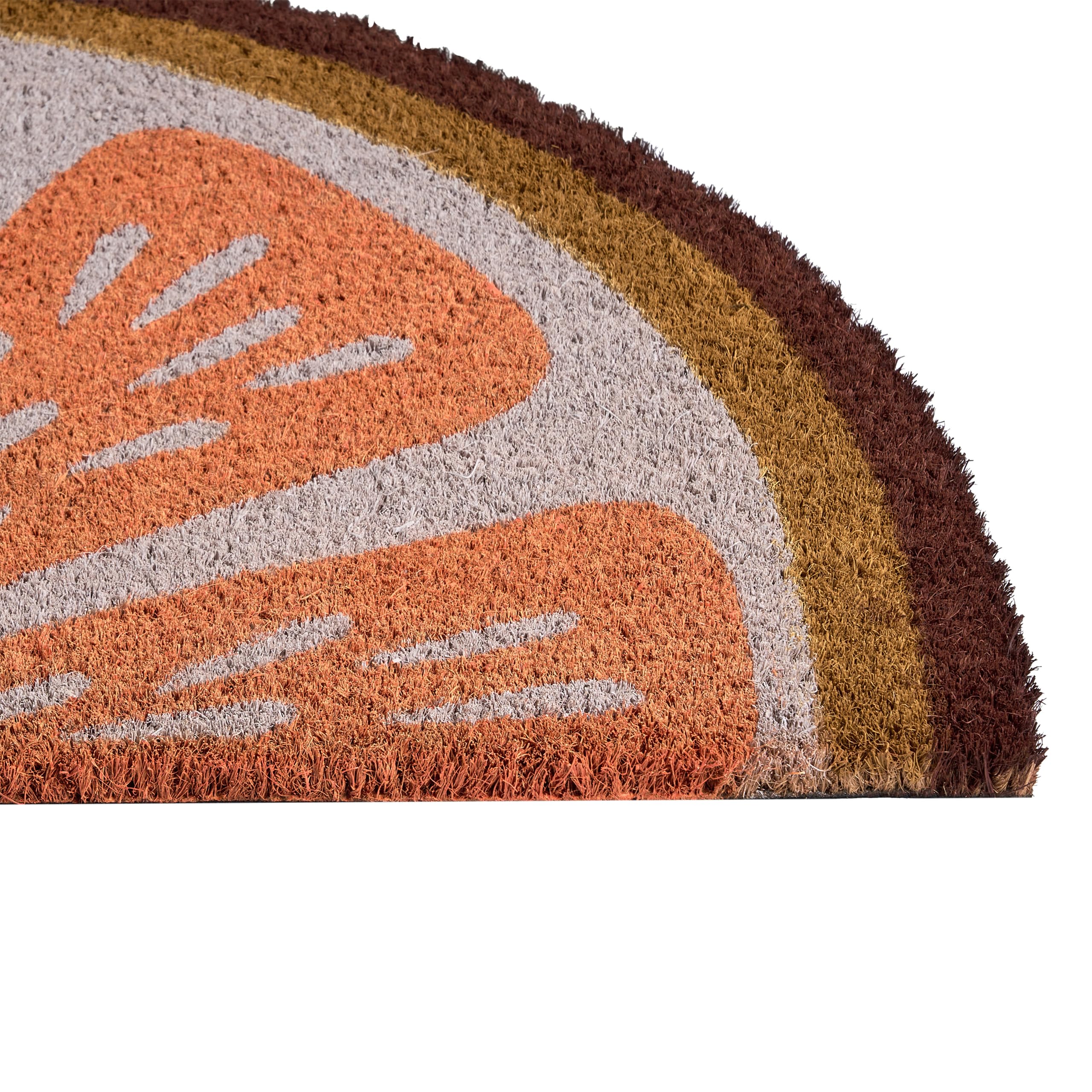 Beliani Paillasson en Fibre de Coco 45 x 75 cm Antidérapant Dessous en PVC Motif d'orange Davao