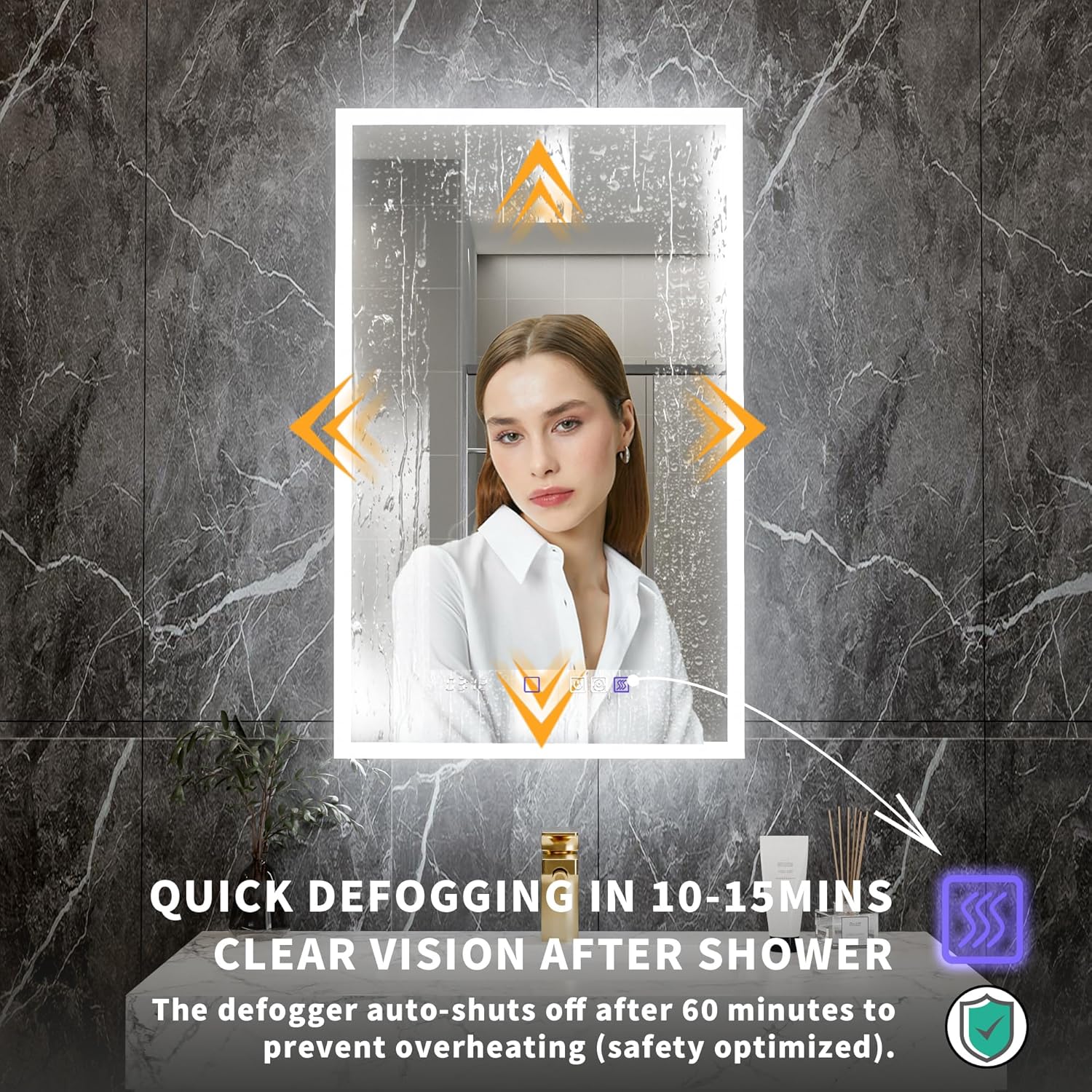 Lighted Medicine Cabinet 20" x 32", Front&Backlit led Medicine Cabinet with Mirror,10X Magnifier,Clock&Room Temper Display,Defog,Dimming,3-Color Temper Change, Surface or Recessed Mount, Left Hinge