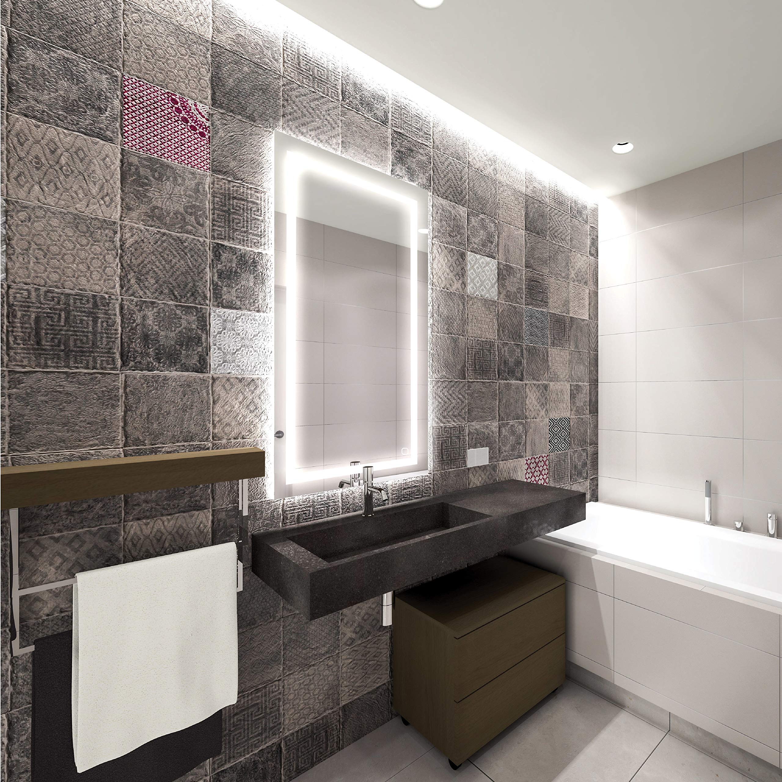 Homewerks 100157 Specchio Da Bagno A LED – 61x76 Cm – Antiappannamento, Dimmerabile, 5000K, Senza Cornice - 3