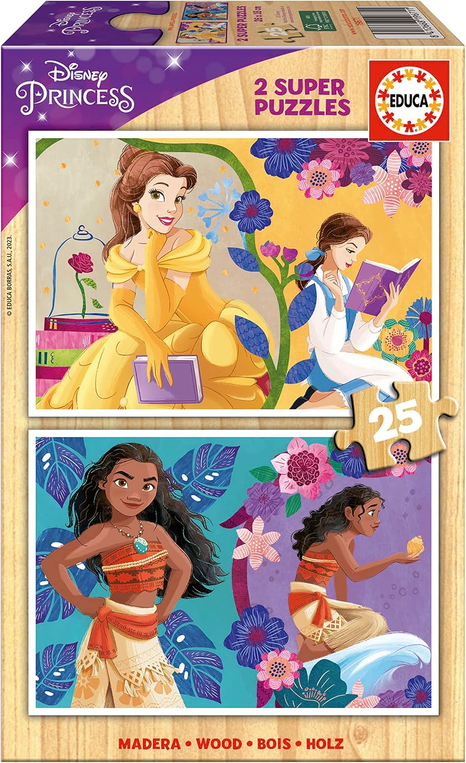 Educa - Disney Princess, 2 x 25 Piece Wooden Puzzle Set, for Children from 3 Years, Princess Puzzle, Children's Puzzle (19671)