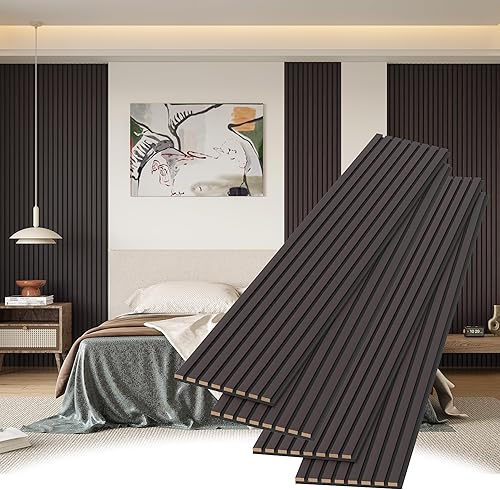 Miniatura 11 de Paneles de pared de listones de madera, paquete de 2 paneles decorativos de madera de 8 x 1 pie para pared, elegantes paneles de pared