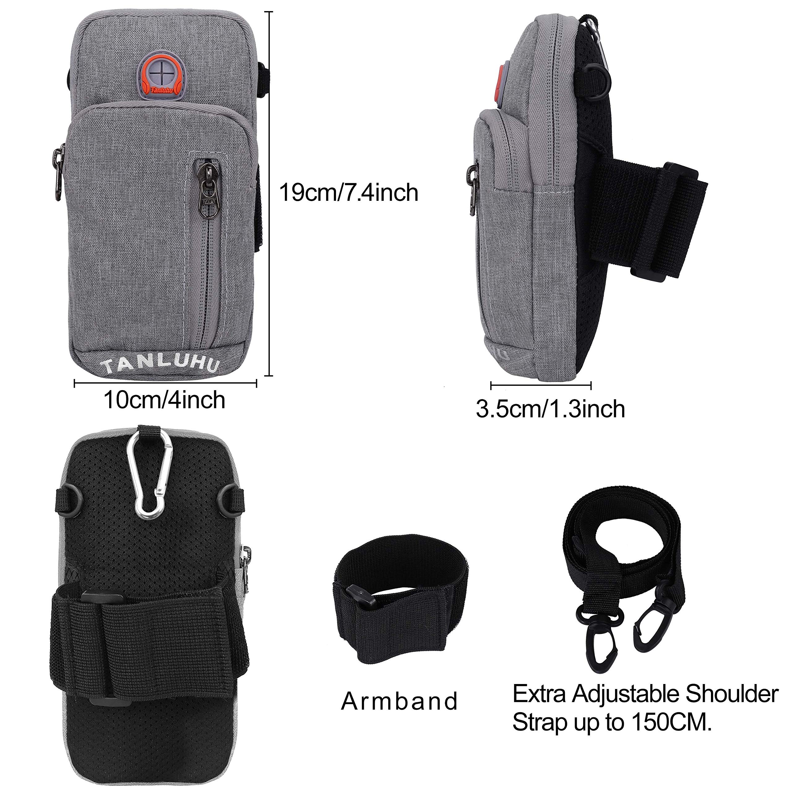 Brassard de Sport Universel Sac de Bras de Sport Réglable Bras de Gymnastique Étui de Poche Bandoulière Sac de Passeport de Voyage pour iPhone, Samsung, Huawei (Gris)