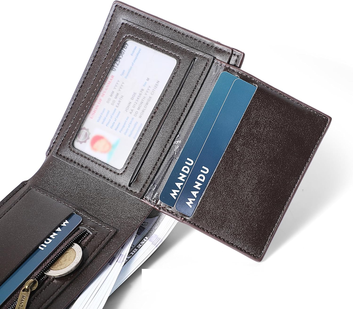 Leather Bifold Wallet for Men,RFID Blocking with 1 ID Window & 7 Card Slots, Durable for Daily Carry (Black) - Image 8