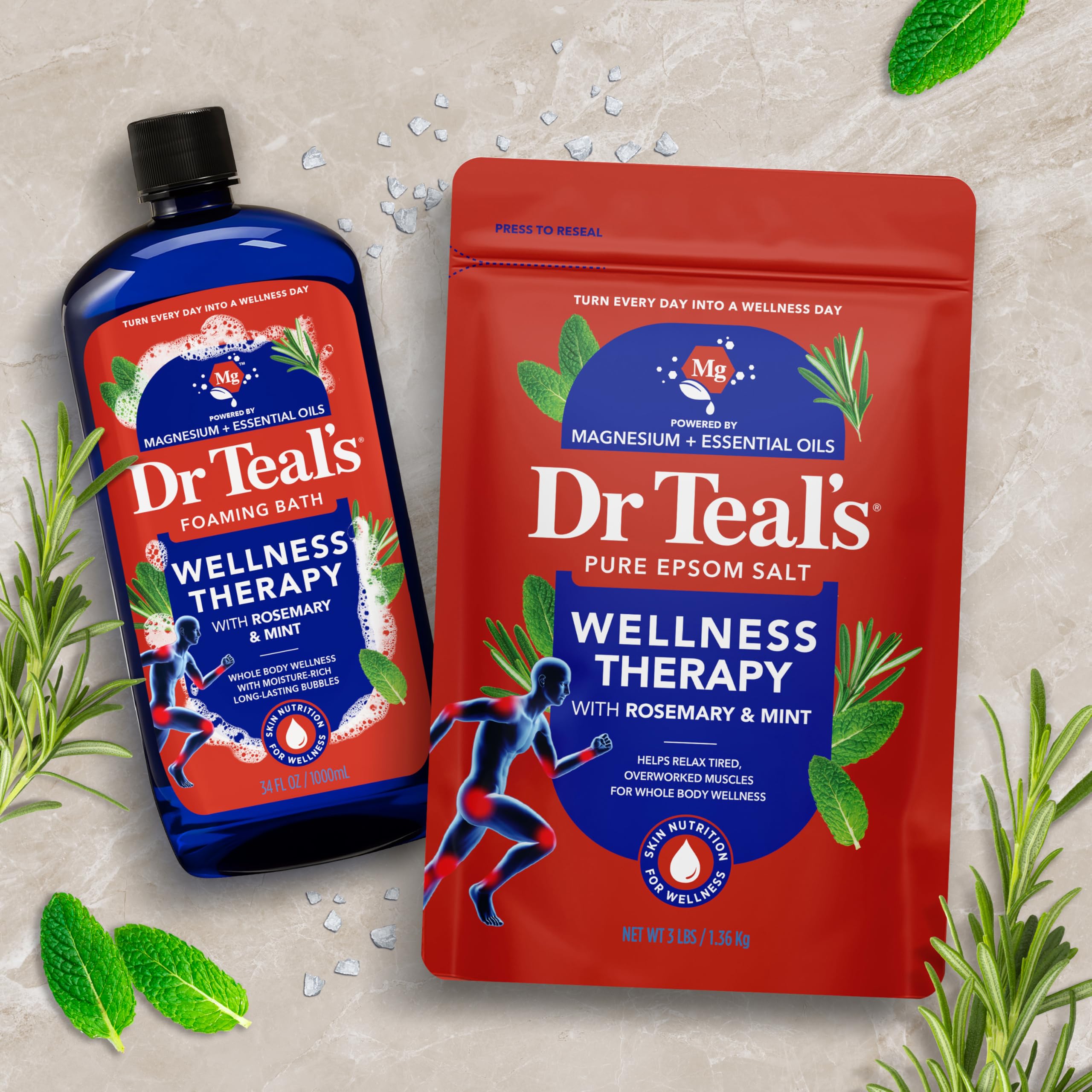 Dr Teal's Wellness Therapy - Sales de Epsom de 3 libras, transparente
