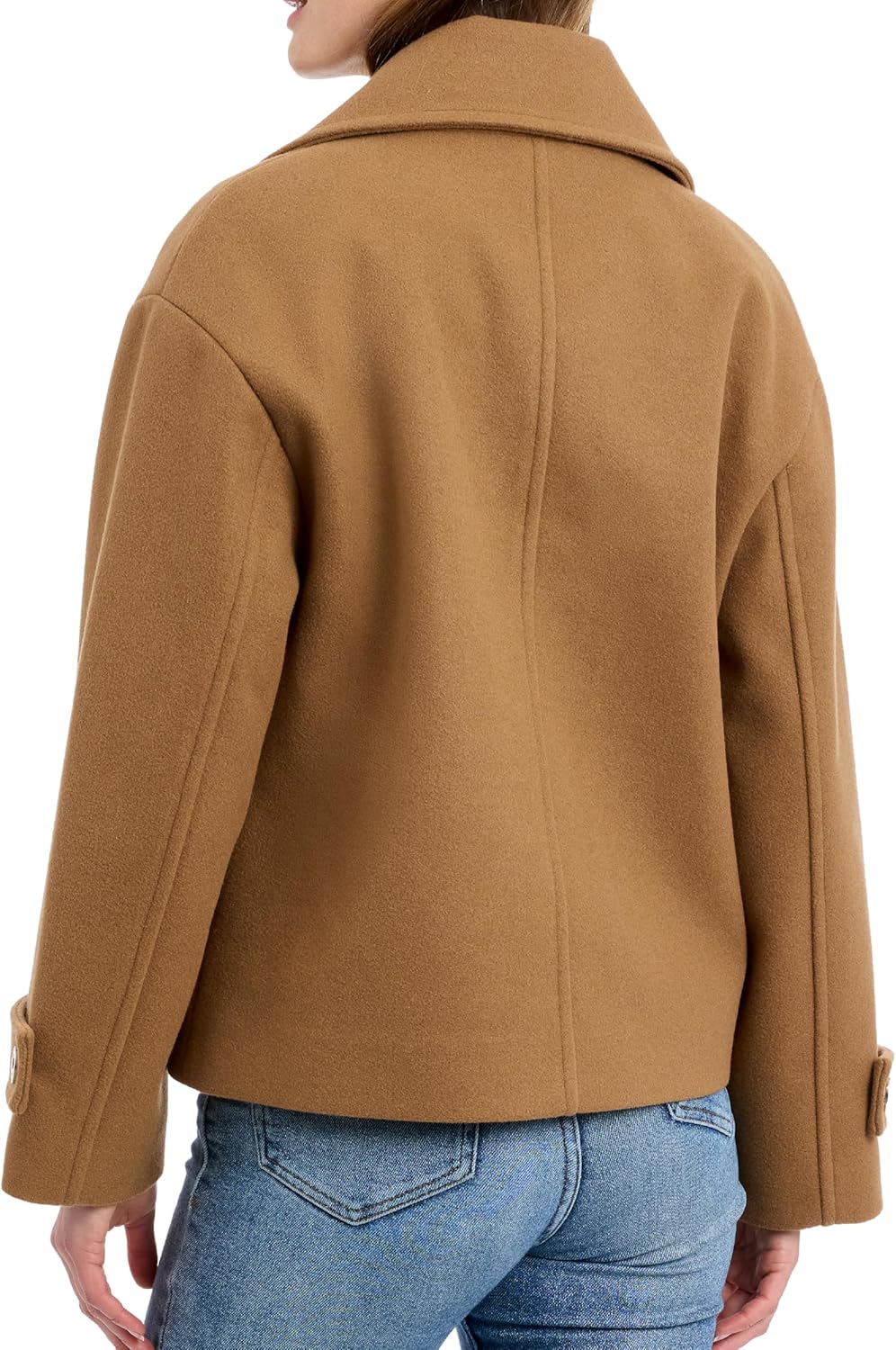 Michael Kors womens Double Button Short Peacoat With Faux Wool, Stylish Wool Coat for Women, Belted Wrap Design - Image 5