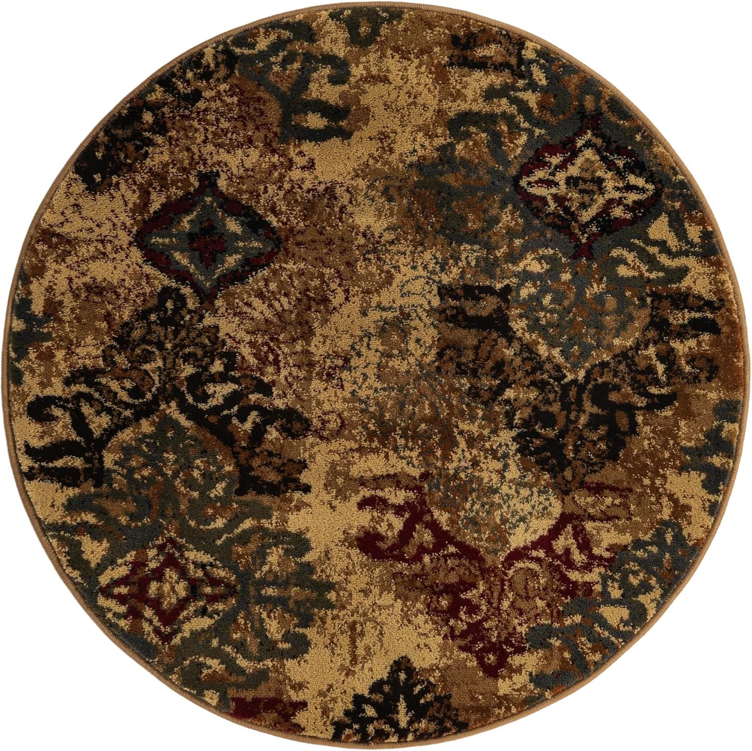 Unique Loom Barista Collection Area Rug - Congencis (3' 3" Round, Beige/Blue)