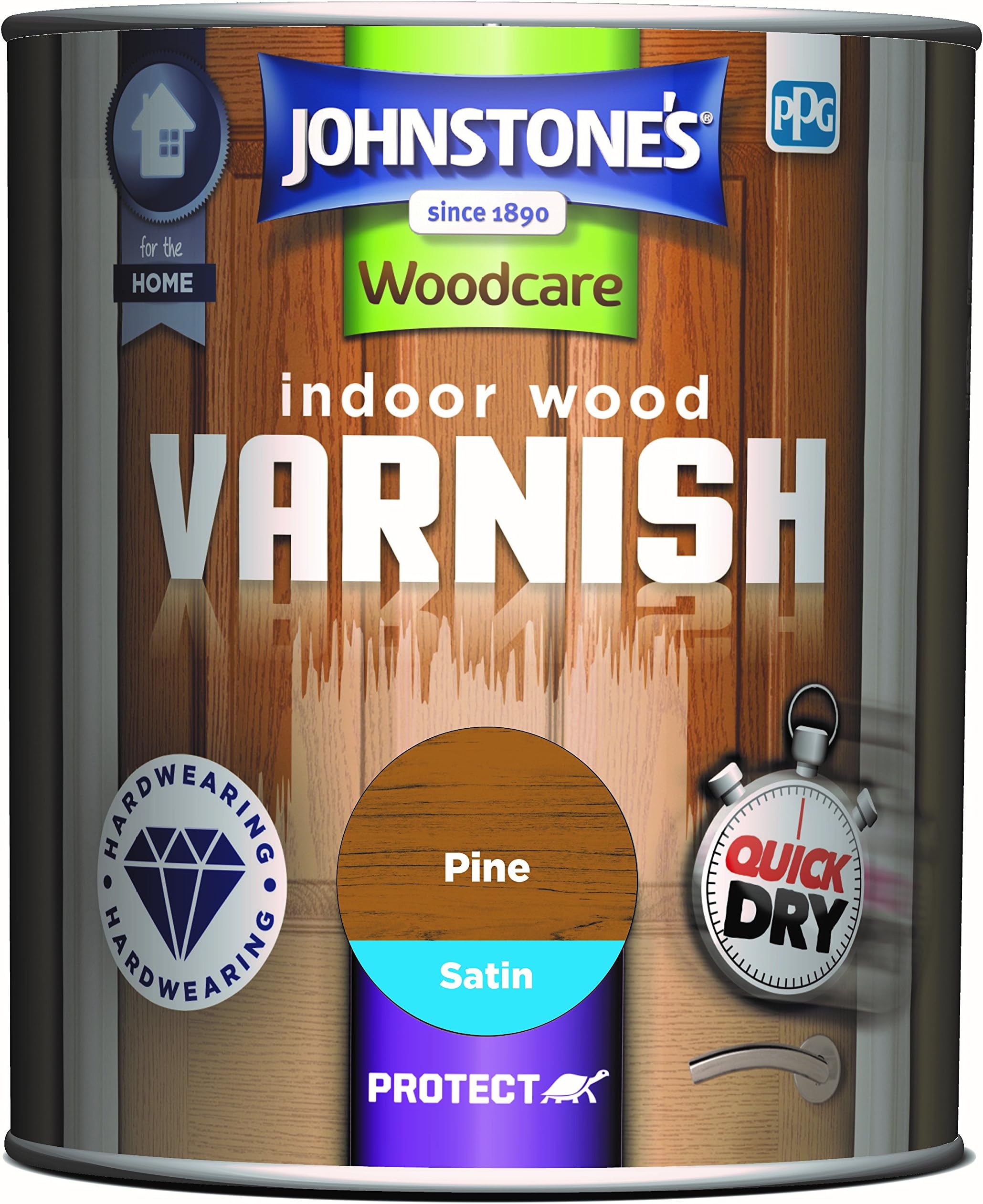 Johnstone's 309303 Woodcare Indoor Wood Varnish, Pine Satin, 750 ml
