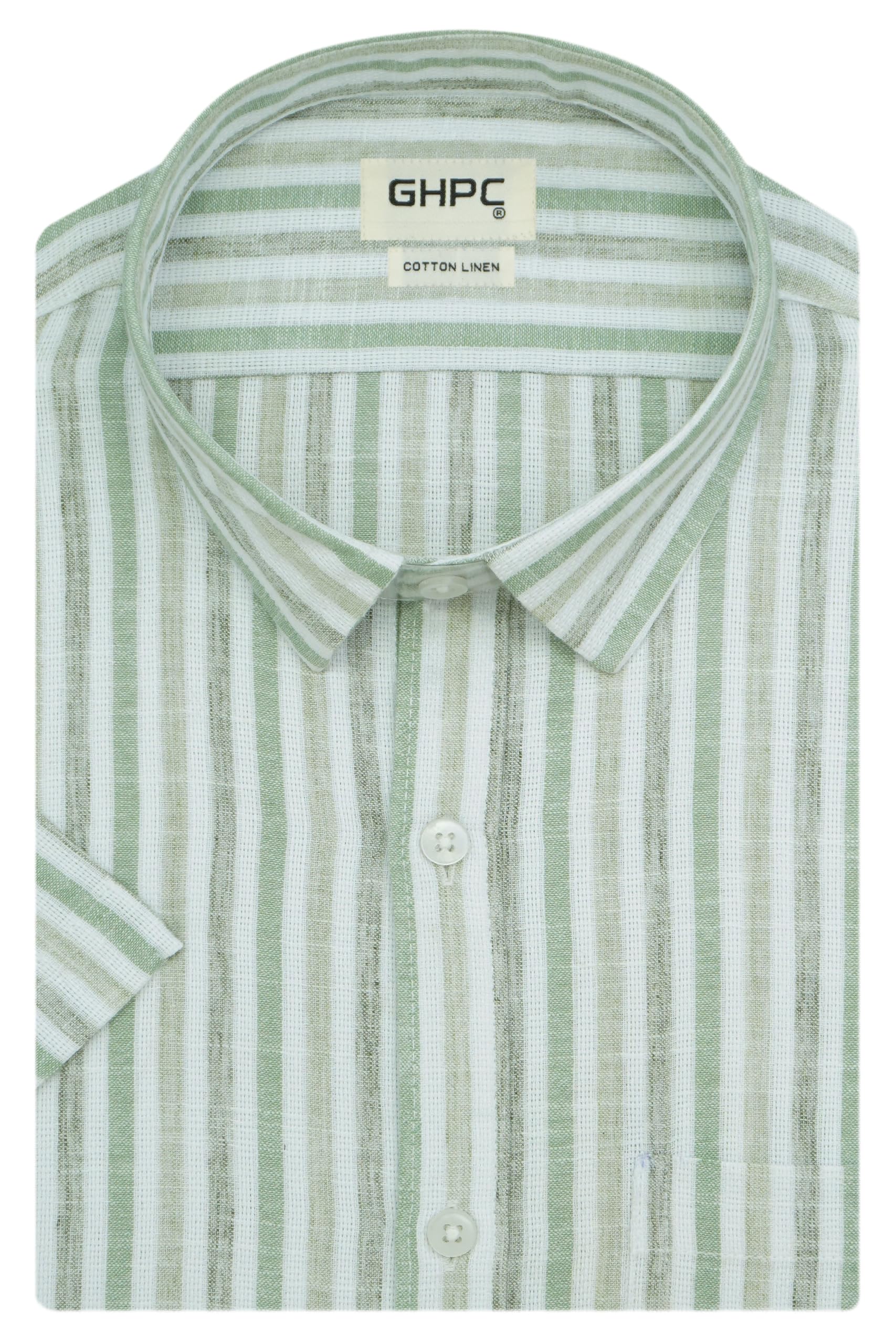 ghpc Cotton Linen Striped Half Sleeves Regular Fit Formal Shirt for Man-picture-14