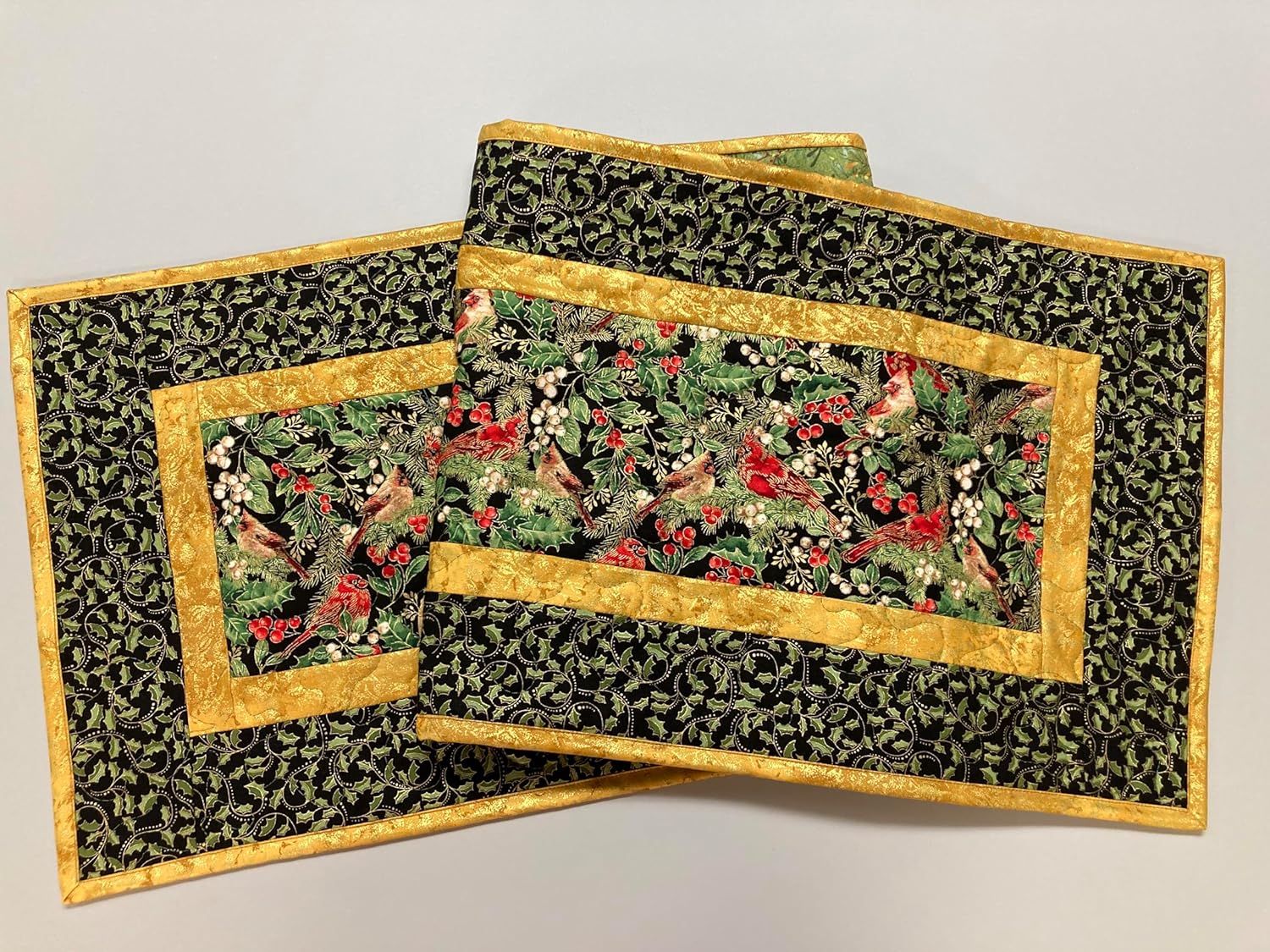 TahoeQuilts Handmade Christmas Red Cardinals 14x48 Quilted Dining Table Runner, Reversible Fall, Winter Holiday Coffee Table, Dresser Scarf, Bird Tree