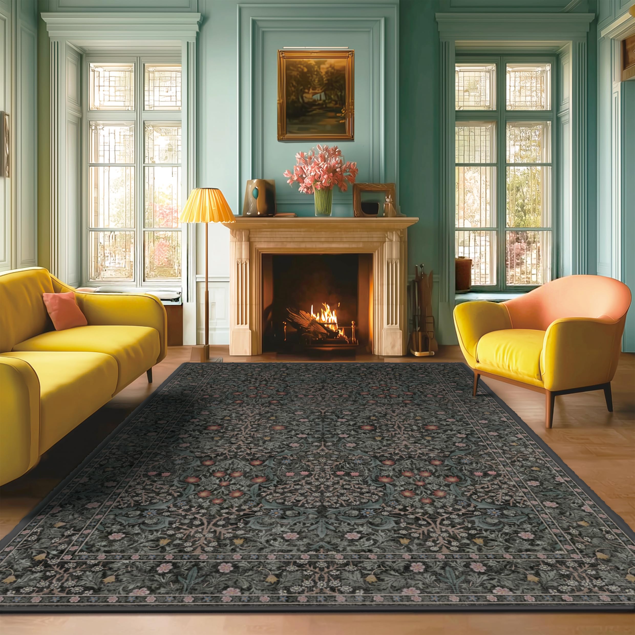 8x10 Rugs for Living Room Washable Green Area Rug Rugs for Bedroom