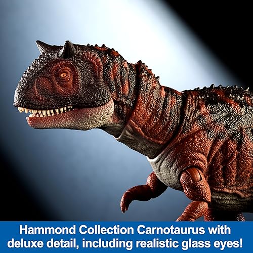 Miniatura 4 de Mattel Jurassic World Hammond Collection Fallen Kingdom Carnotaurus - Figura de acción de dinosaurio de Carnotaurus, figura articulada prémium de