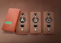 Vista 2 de Leather Keychain For Men, Single Letter Alphabet with Easy Clasp