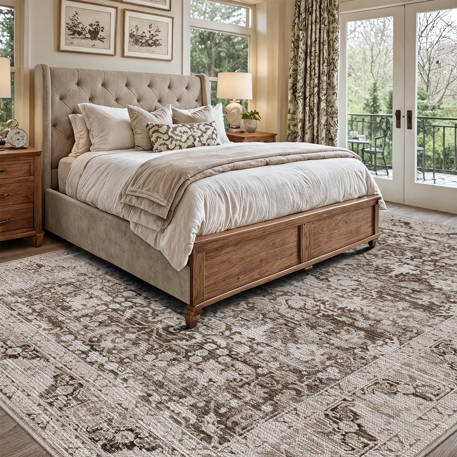 Tapis salon beige 150x180 idéal pour réchauffer l'ambiance de votre salle à manger