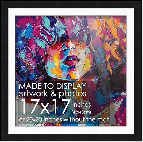 Miniatura 89 de Marco de madera negra de 9 x 9 pulgadas con paspartú blanco Con paspartú de 12 x 12 a 9 x 9 pulgadas Protector inastillable acrílico UV