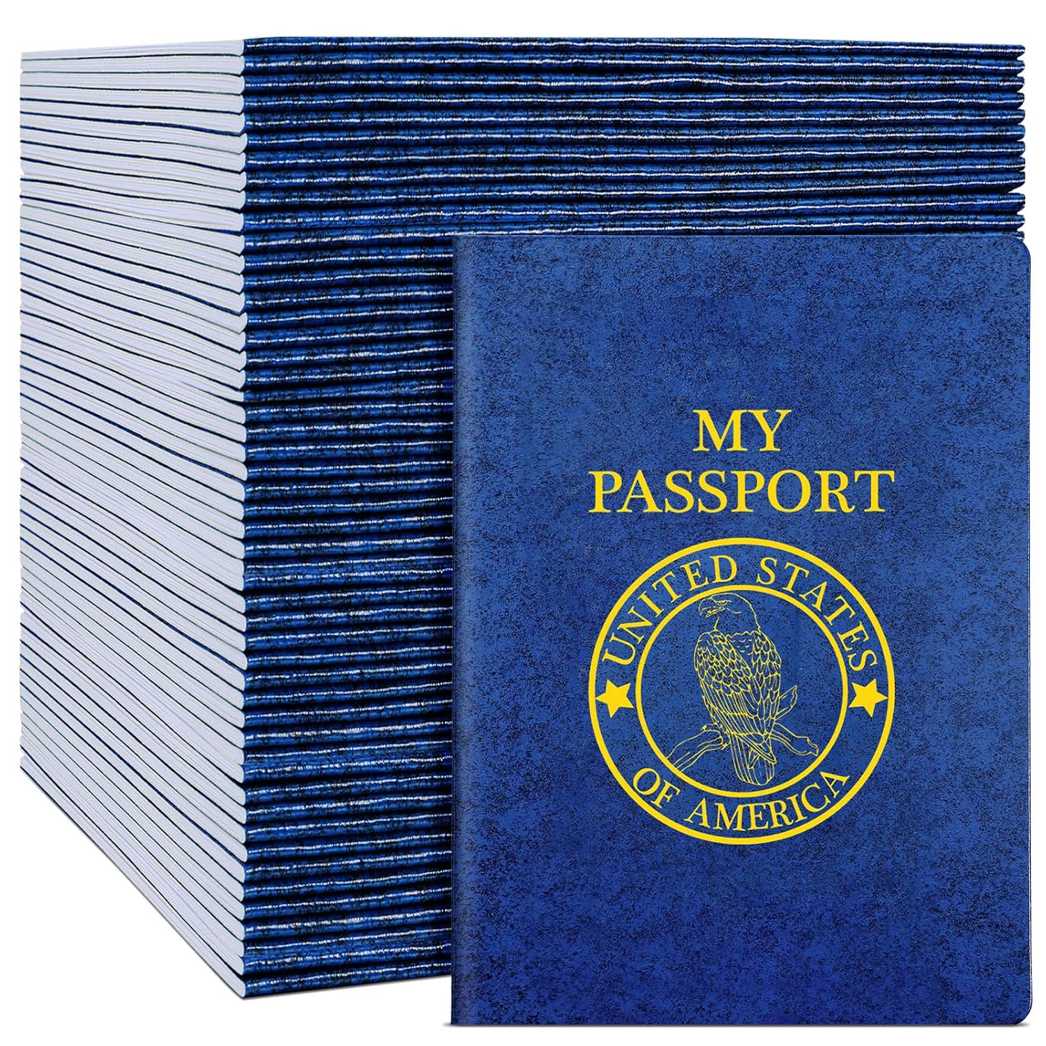 Blank Passport Book, Blue Passport Notebook 4 x 5.5 Inch Play Fake Passport Bulk Travel Journal