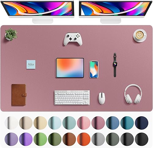 Miniatura 59 de Aothia Protector de escritorio de cuero, alfombrilla para ratón, alfombrilla de escritorio de oficina, secante de escritorio de cuero PU