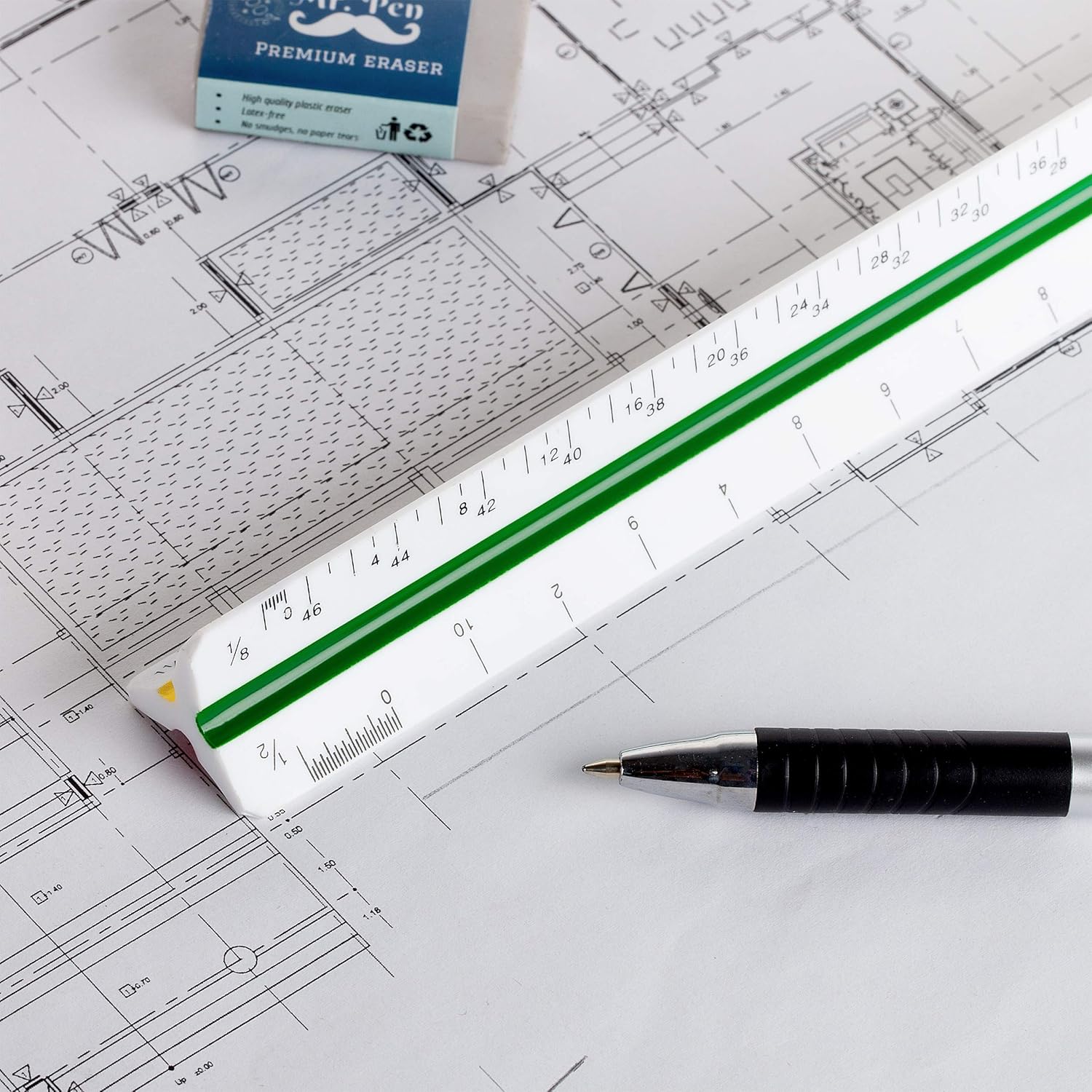 Mr. Pen Architectural Scale Ruler, 12" Plastic Architect Scale : Office Products