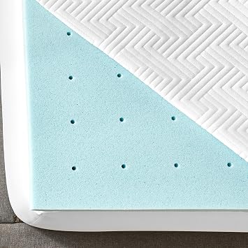 2 Inch Memory Foam Mattress Topper, Gel Infused Mattress Topper, Luxury Circular-Knit Cover Included, CertiPUR-US Certified Foam, White