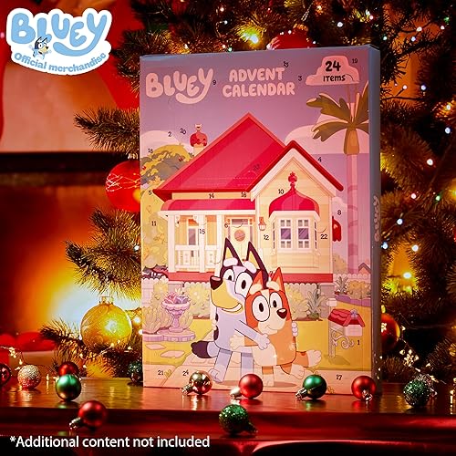 Miniatura 2 de Bluey Calendario de Adviento 2025 para niños con 24 artículos sorpresa, cuaderno, llaveros, lápices de colores, pulseras, calcomanías, regalos de