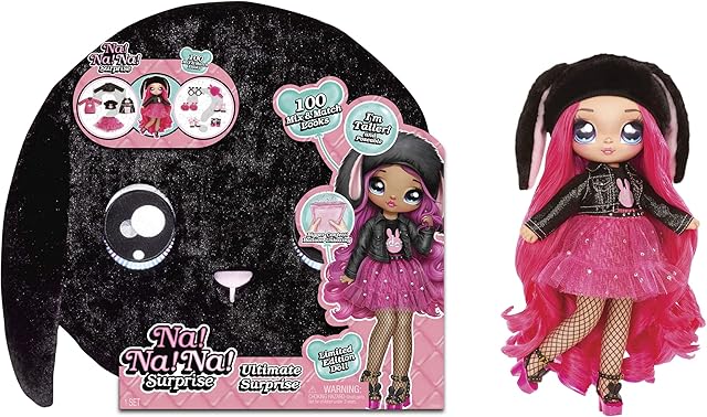 Na Na Na Ultimate Surprise - New Includes Fashion Doll with brushable hair, Designer Clothes and Accessories - Black Bunny