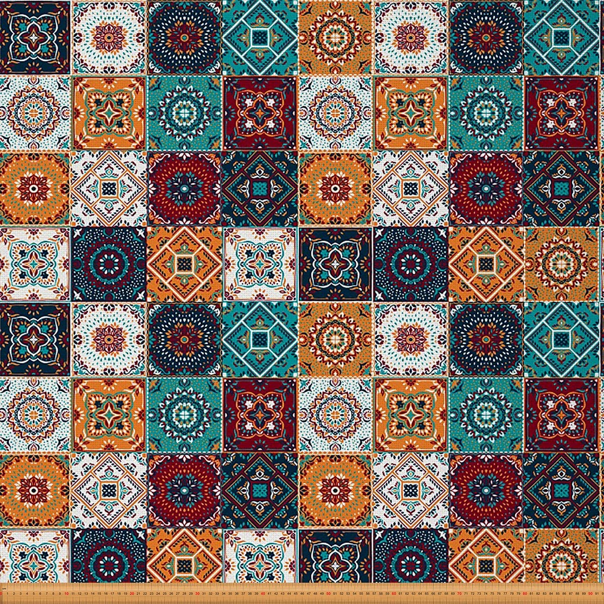 Loussiesd Moroccan Outdoor Fabric by The Yard,Boho Mandala Upholstery Fabric for Chairs,Vintage Blossom Flowers Patten Fabric for Home DIY Projects,1 Yard,(L92*W150cm) Colorful