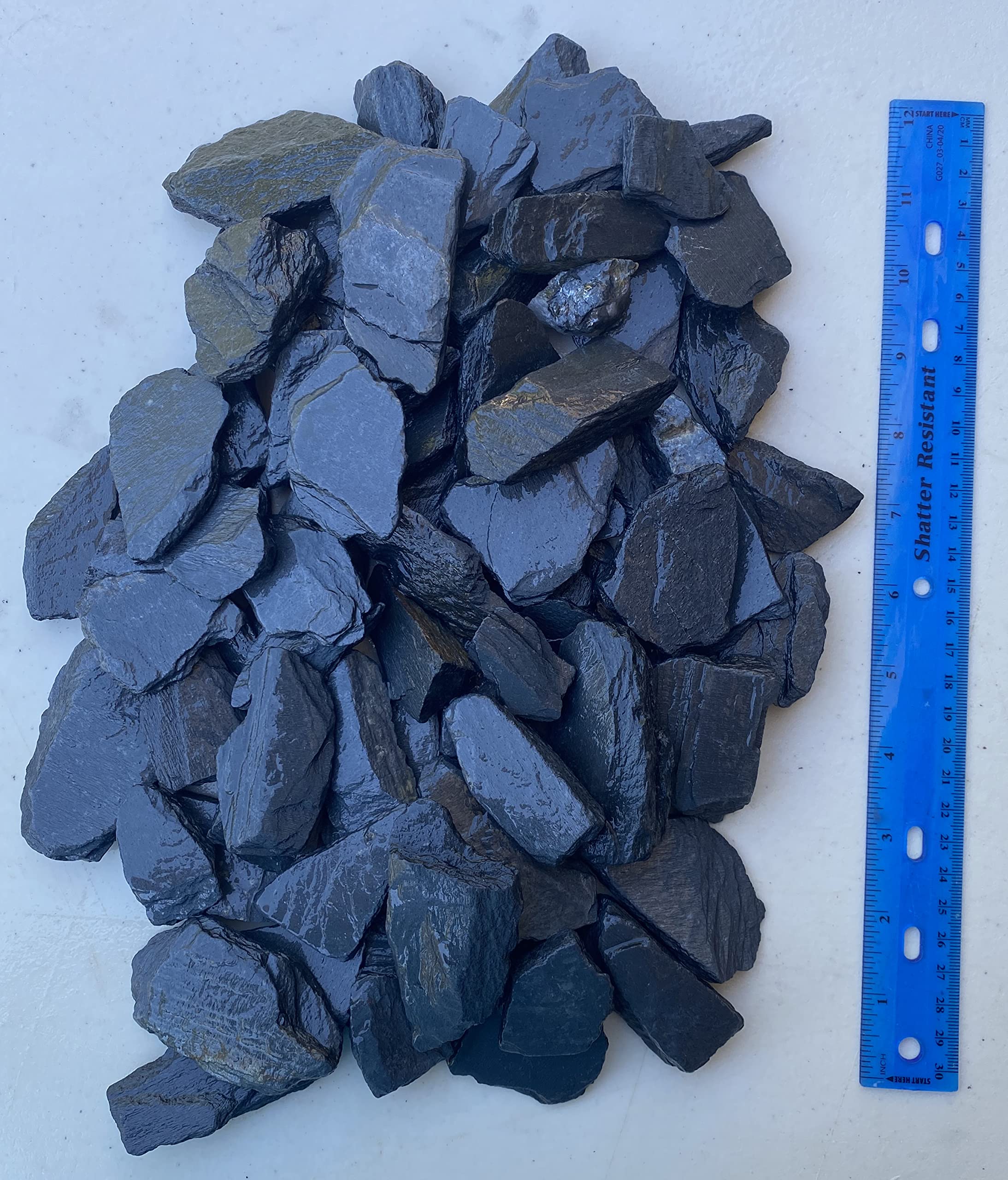 Awesome Aquatic Naturschiefer Steine – 2,5–7,6 Cm, Schwarz/grau, Für Aquarium, Terrarium & Deko