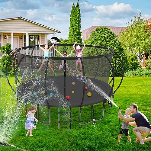 Miniatura 7 de Kacho Tranpoline Outdoor 8, 10, 12, 14, 15, 16 pies Tranpoline para niños diseño curvado reforzado y 1500 libras y fácil de instalar, tranpoline con