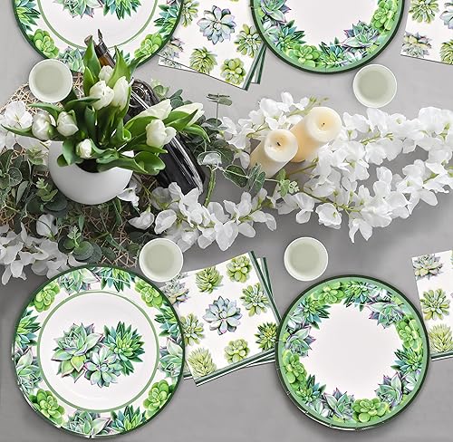 Miniatura 3 de Juego de vajilla desechable de 24 platos de papel de 9 pulgadas, 24 platos de 7 pulgadas, 24 tazas de 9 onzas, 24 servilletas de almuerzo para