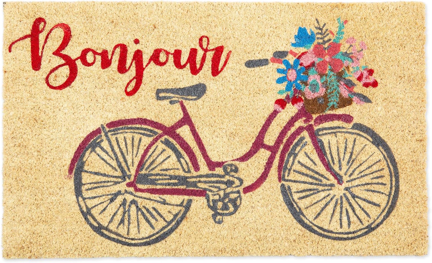 DII Natural Coir Doormat, Decorative Hello Mat, 17x29, Bonjour