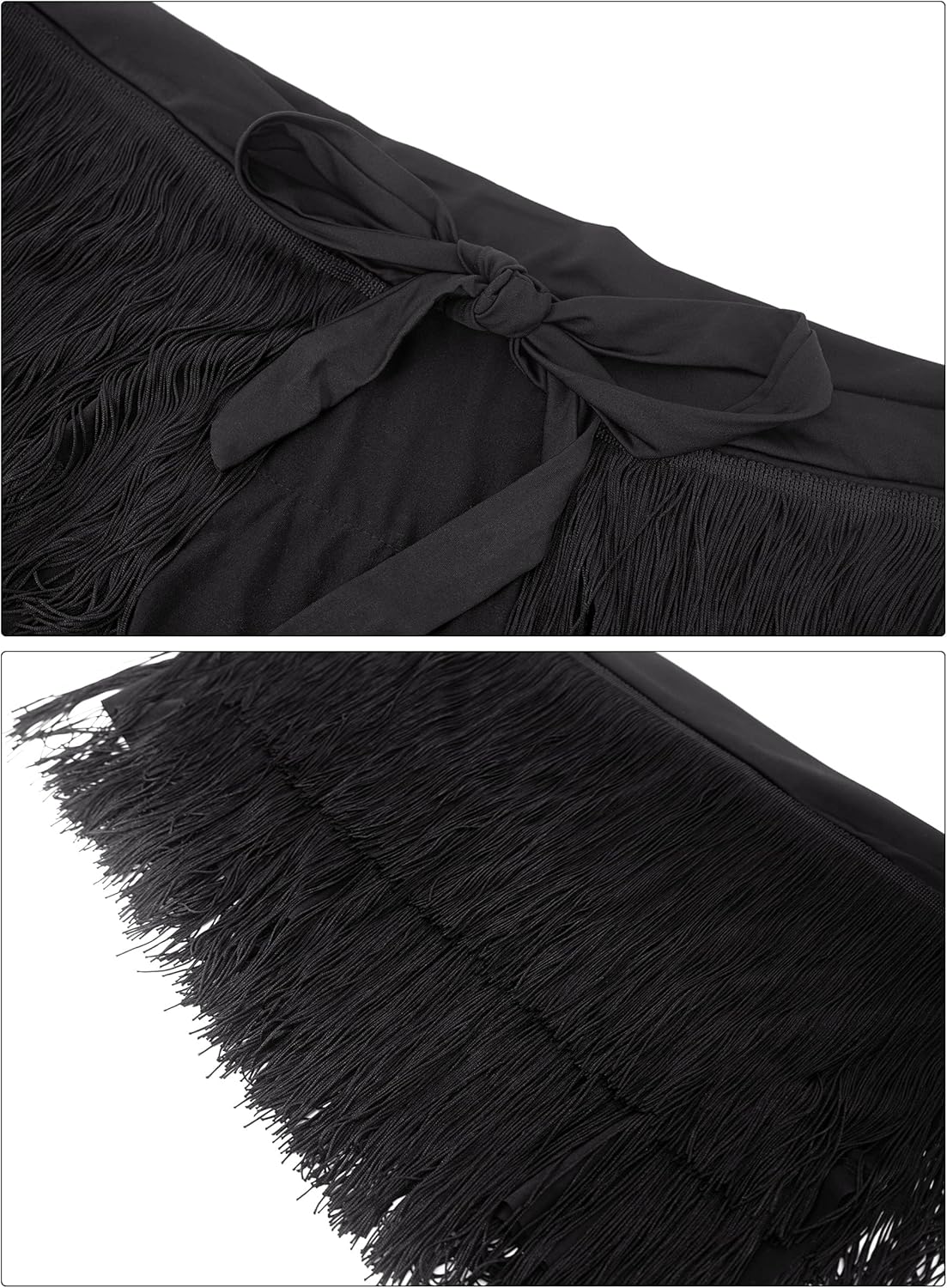 Dance Latin Ballroom Skirts for Women Tango Salsa Fringe Swing Hip Scarf Rumba Irregular Hem Dancewear - Image 3