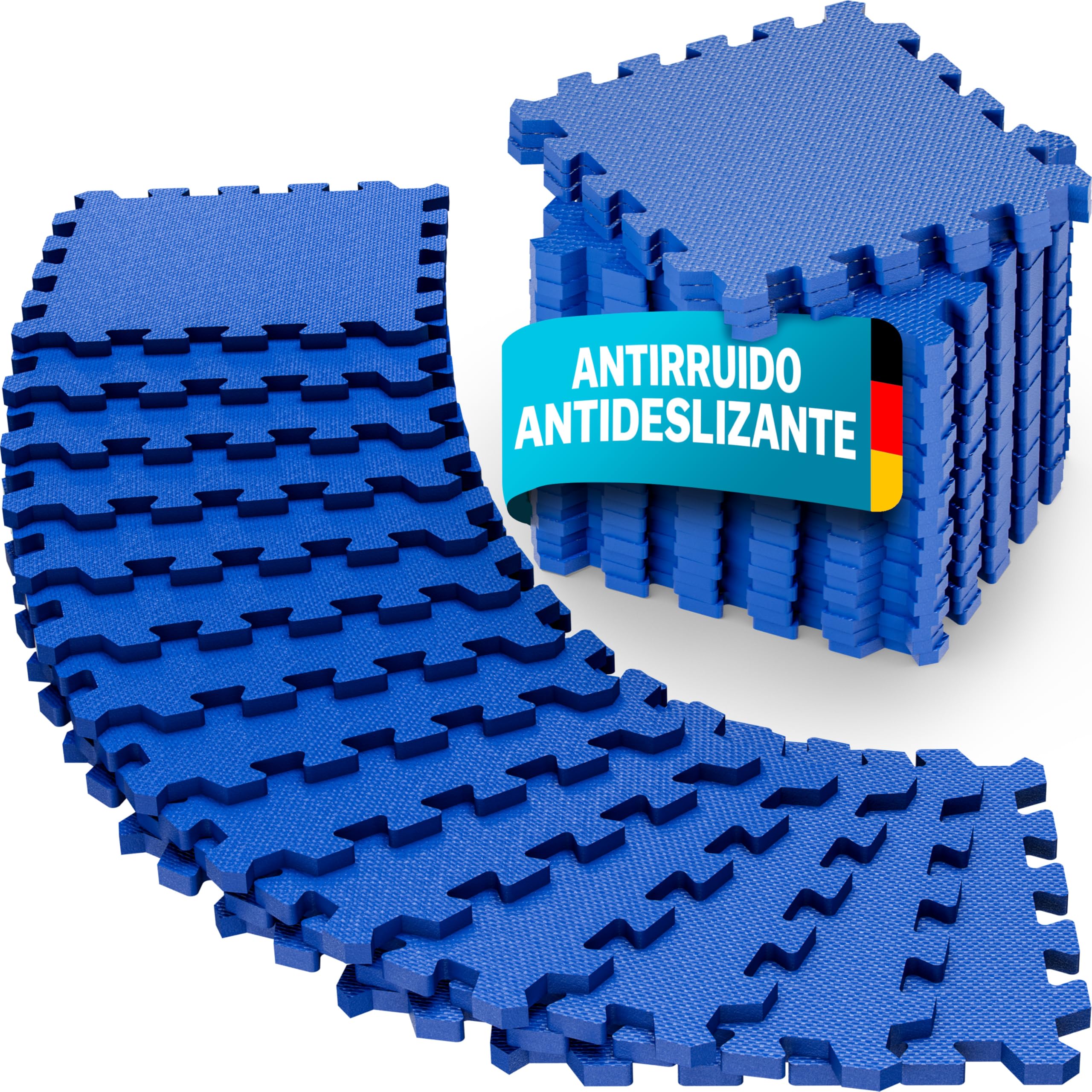 MONZANA® Esterillas Fitness Puzzle Set Goma EVA Protección Suelo Tatami Yoga Máquinas Piscina Deporte Gimnasio Alfombrilla Expandible Aislamiento Térmico Acústico 45x45cm 3,24m² Azul