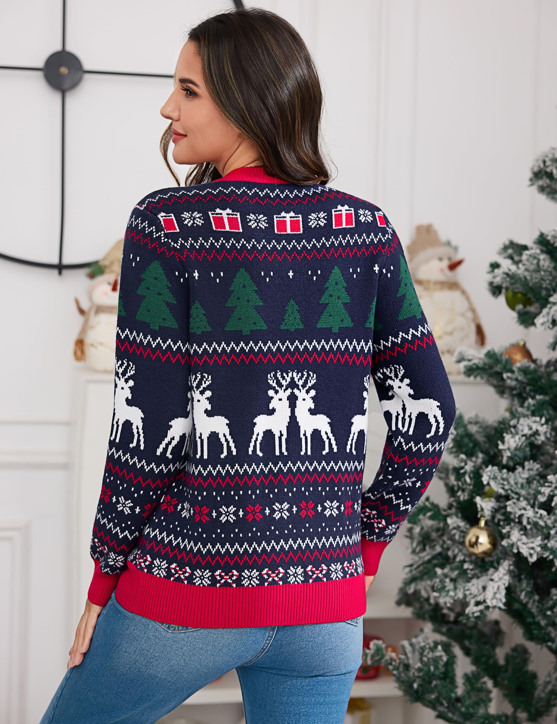 Litherday Jersey Navideño para Mujer Suéter navideño Feo Suéter de Punto Mujer Invierno Cuello Redondo