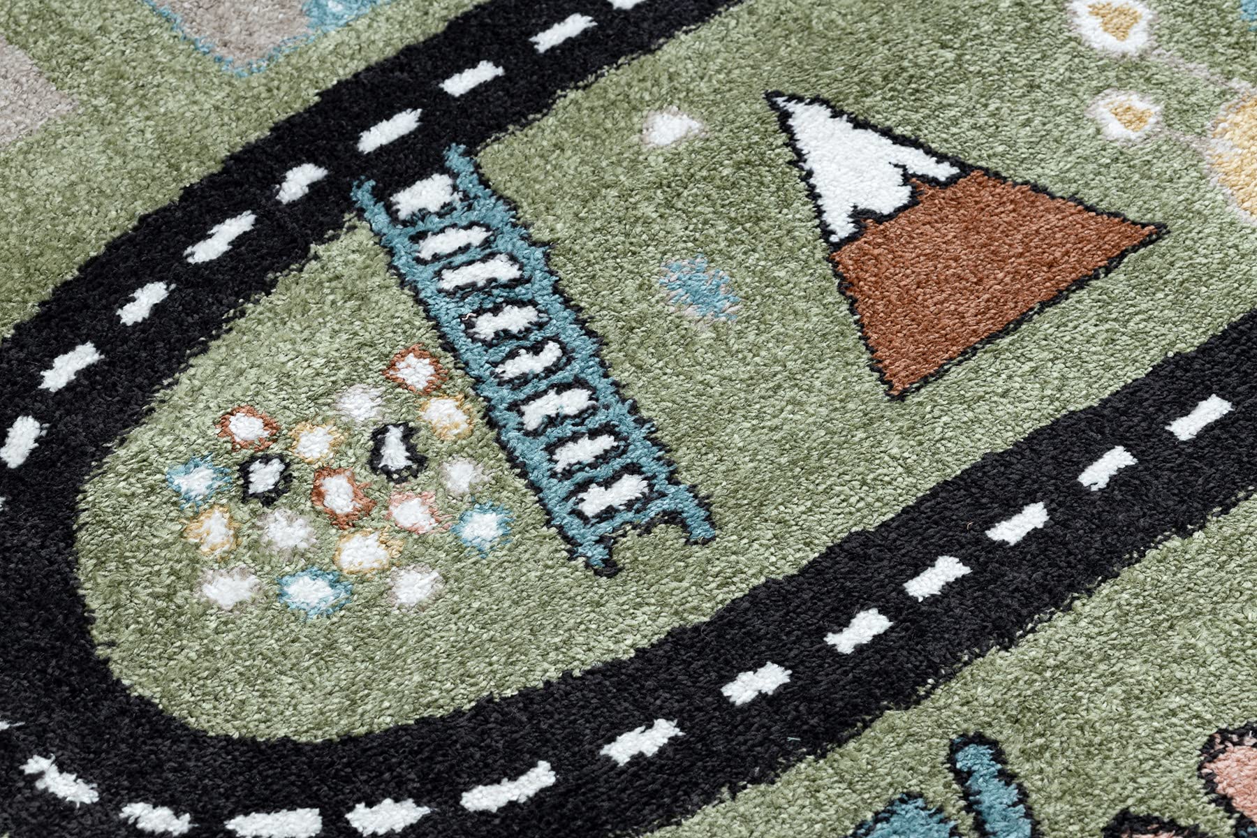 Dywan Fun Route dla dzieci, ulica, zwierzęta zielone 80 x 150 cm zielony