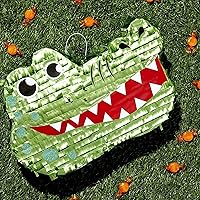 Vista 3 de Unknown1 Suministros para fiestas temáticas de safari con piñata de cocodrilo (16.5 X 11.5 3 pulgadas) Libro Verde