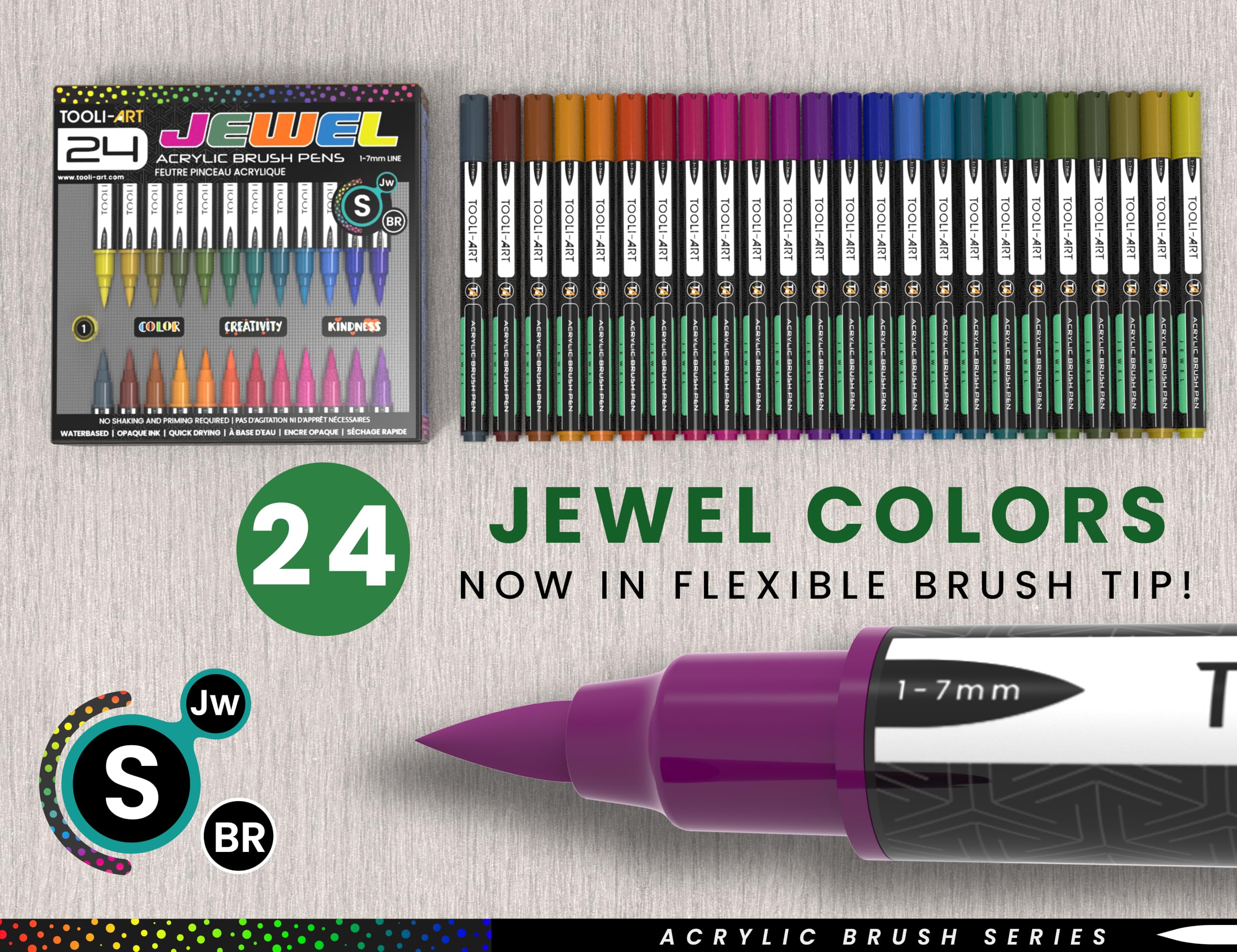 Acrylfarben-Marker-Set mit flexibler Pinselspitze, 1–7 mm Strichbreite für Steinmalerei, Malerei, Schriftzug, Glas, Tassen, Holz, Metall, Leinwand, Stoff, Kunststoff, ungiftig, auf Wasserbasis