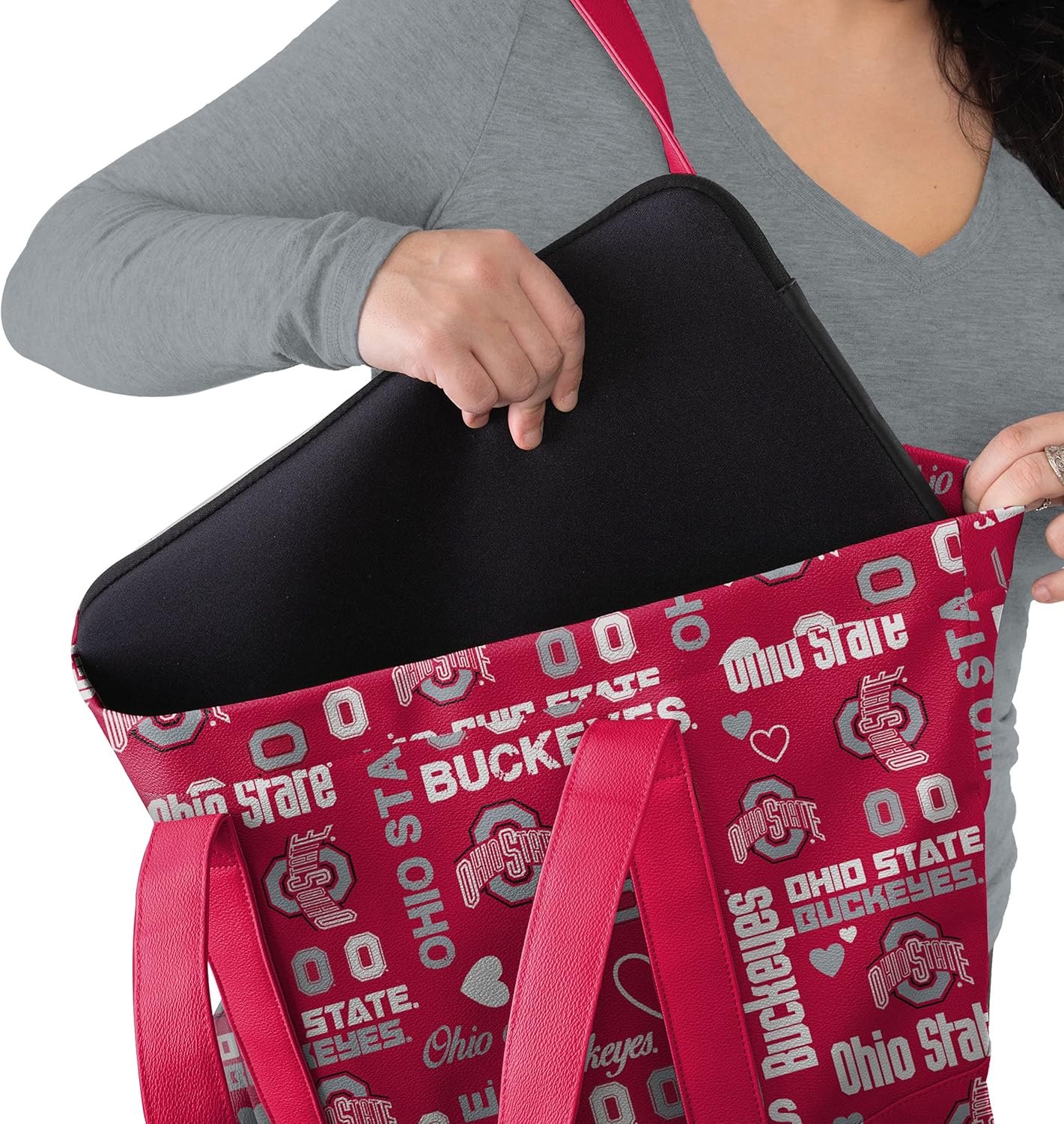 FOCO Ohio State Buckeyes NCAA Logo Love Tote Bag