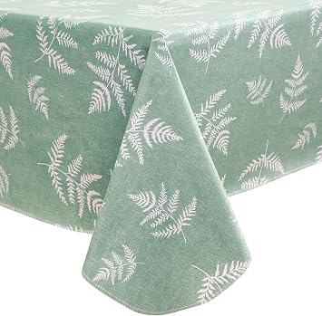Heavy Duty Vinyl Tablecloth with Flannel Backing Waterproof Oil-Proof Plastic Table Cloth Stain-Resistant Wipeable Rectangle or Square Table Cover for Indoor and Outdoor Mint Leaf, 54X54 Inch