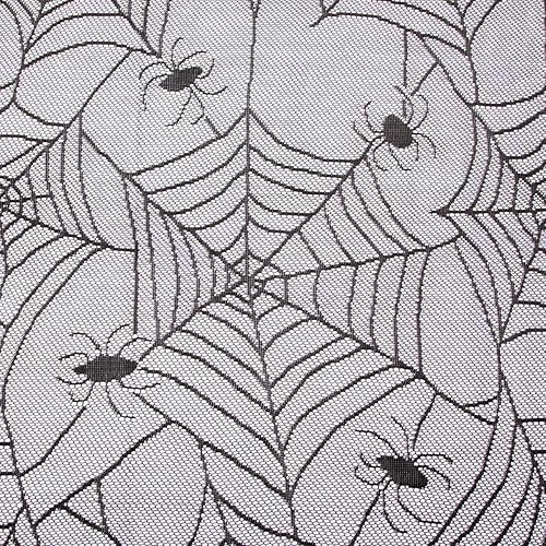 Miniatura 5 de mookaitedeocr - Mantel redondo de encaje de poliéster de 69 pulgadas para decoración de mesa de fiestas de Halloween