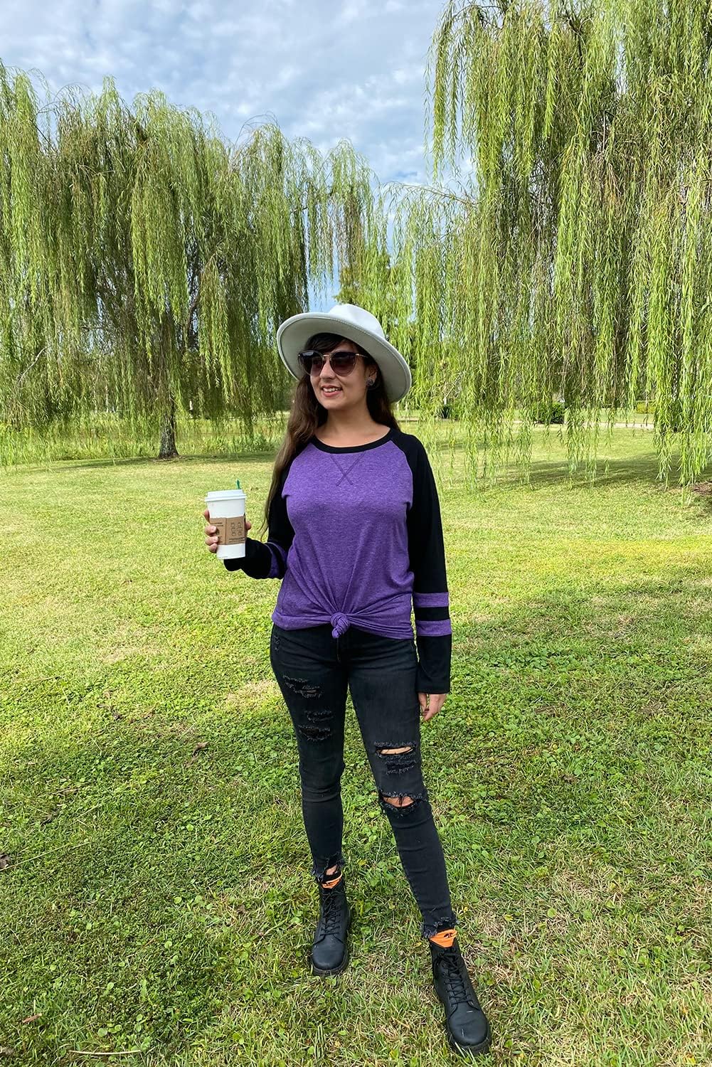 Womens Tops Long Sleeve Shirts for Women Casual Loose Tees Classic Tshirts Fall Clothes - Image 3