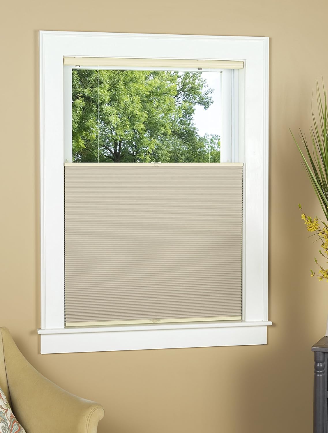 Blackout Top Down Bottom Up Cordless Cellular Shade:Size 28" W x 64" L - Color: White