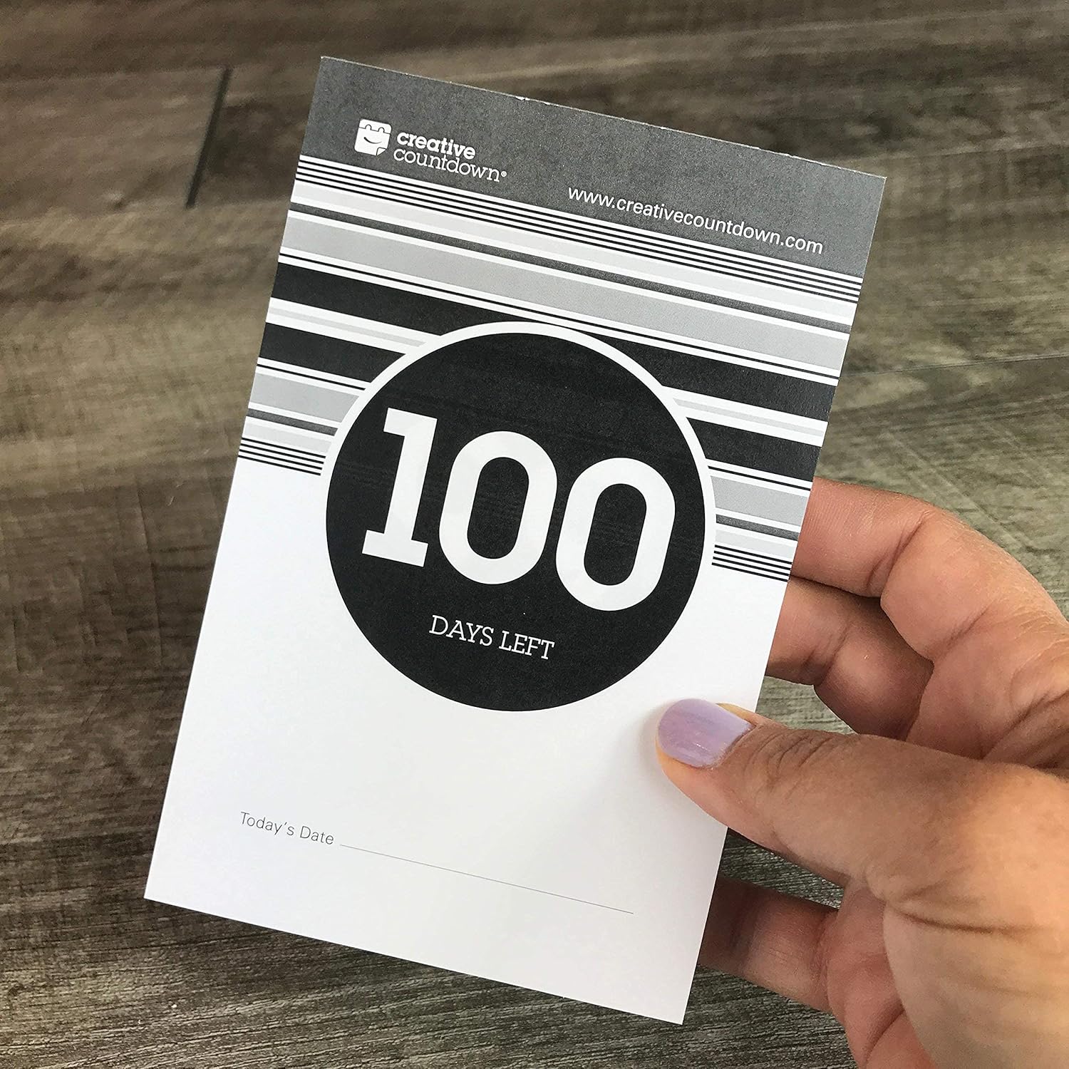 100-Day Event, Goal and Occasion Tear Away Count Down Calendar (White and Black, Desktop)