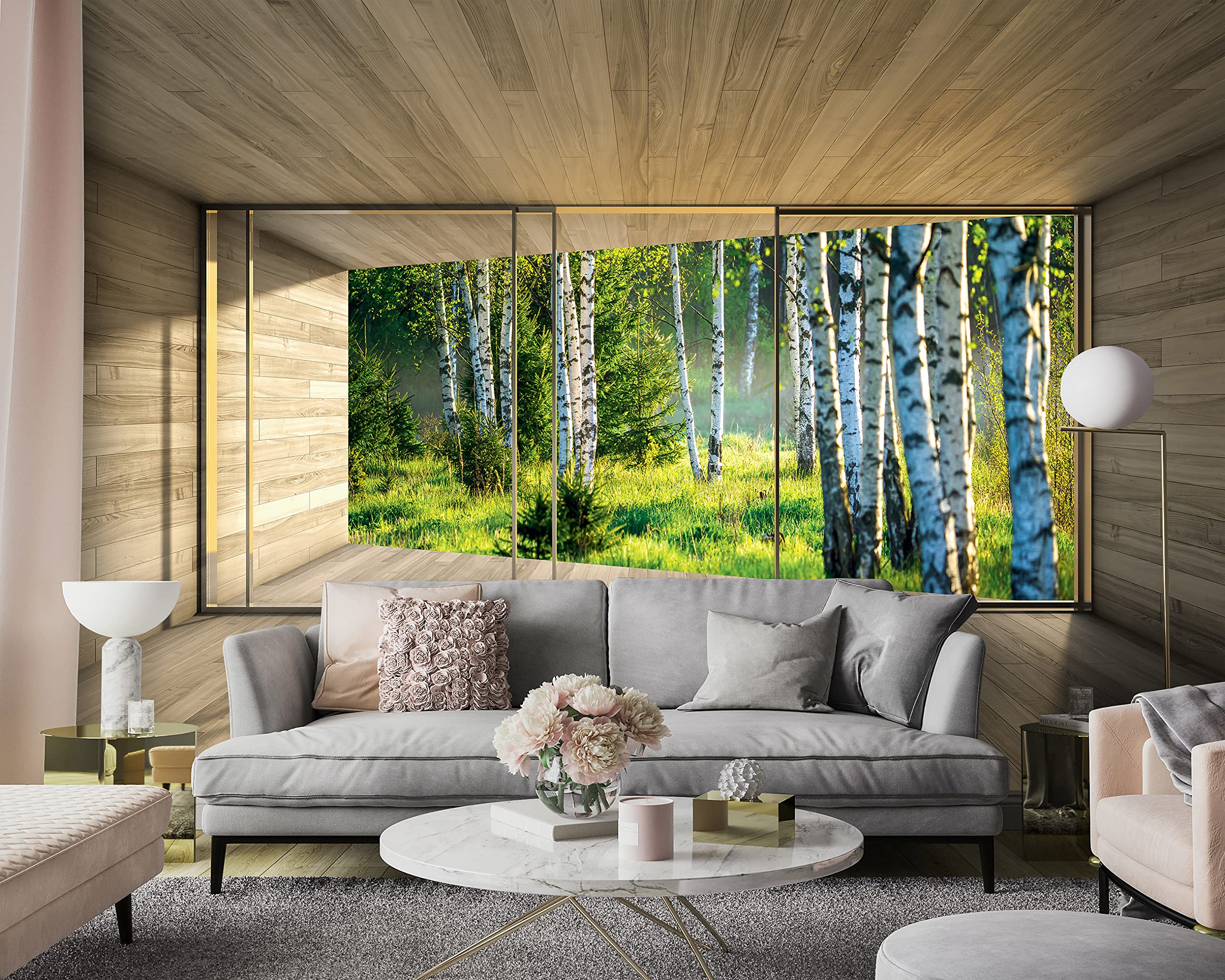 Carta Da Parati Fotografica Finestra 3D Effetto Albero Foresta