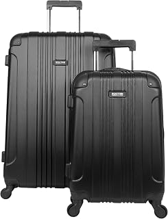Reaction Out Of Bounds Luggage Collection Lightweight Durable Hardside 4-Wheel Spinner Travel Suitcase Bags, Midnight Black, 2-Piece Set (20" & 28")