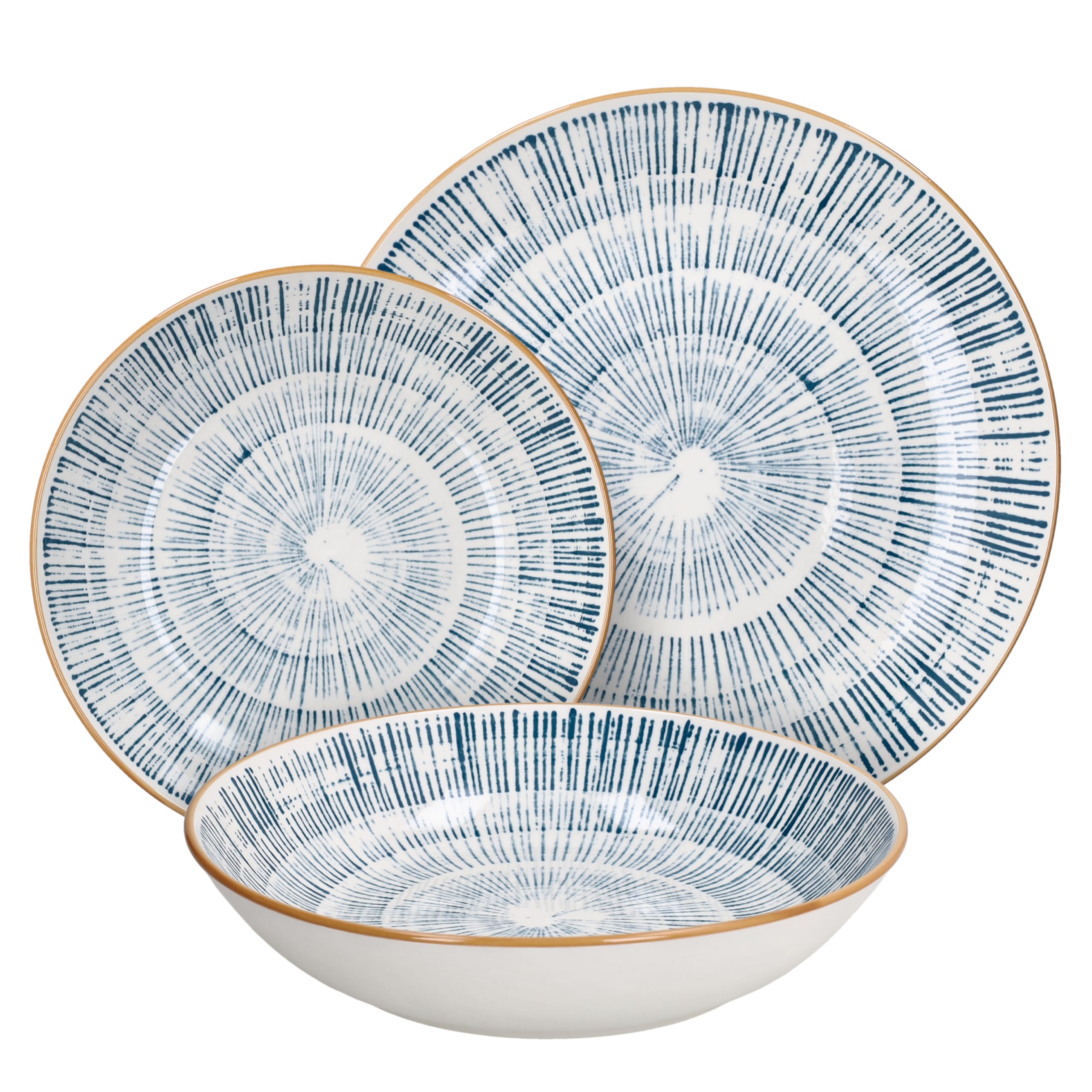 Tognana Virtuo Blue, Servizio piatti per 6 persone 18 pezzi, Porcellana, Blu