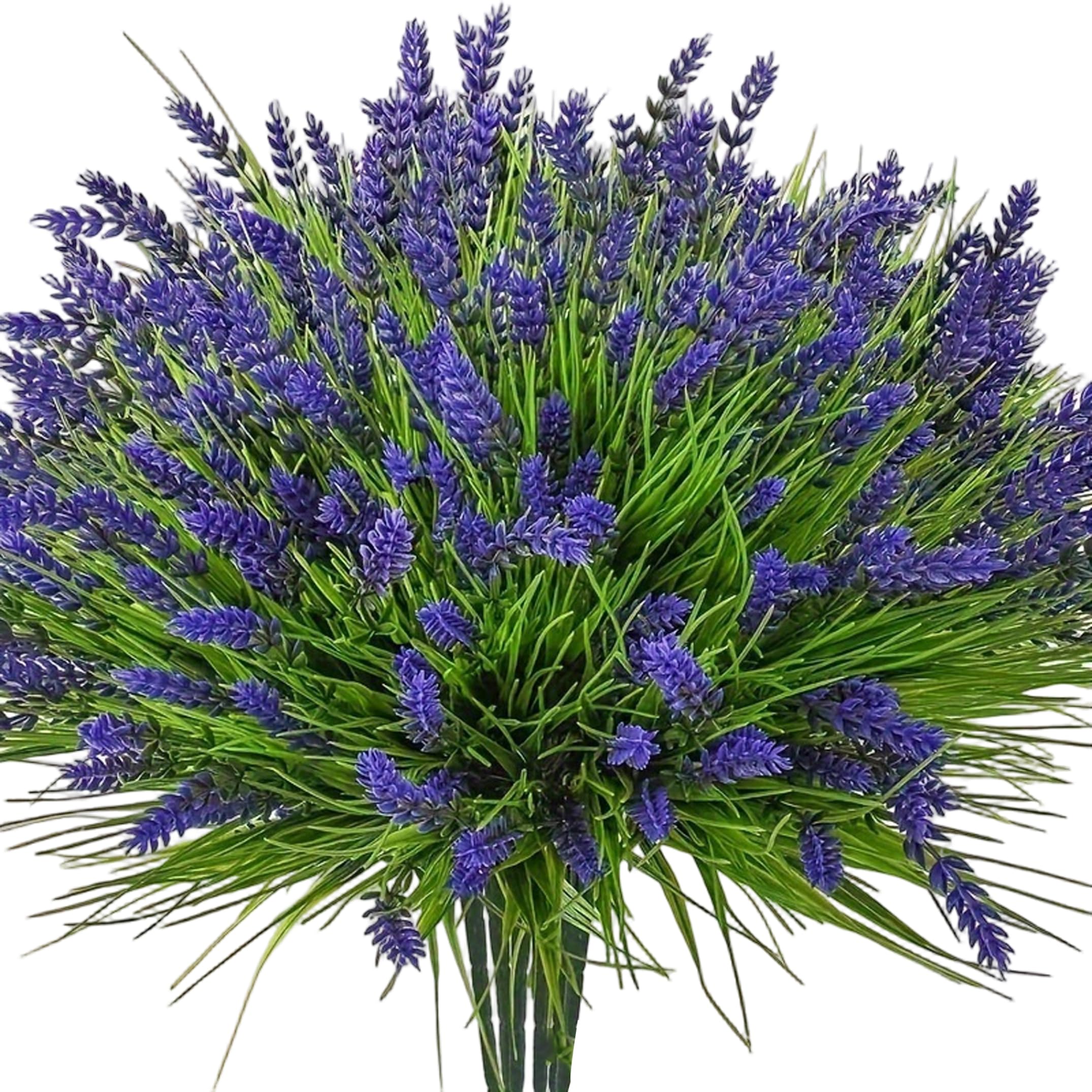Xoeryoy 22PCS Artificial Lavender, 14 Inch Purple Artificial Flowers with Adjustable Stems Lifelike Faux Lavender for Indoor Outdoor, Dark Purple