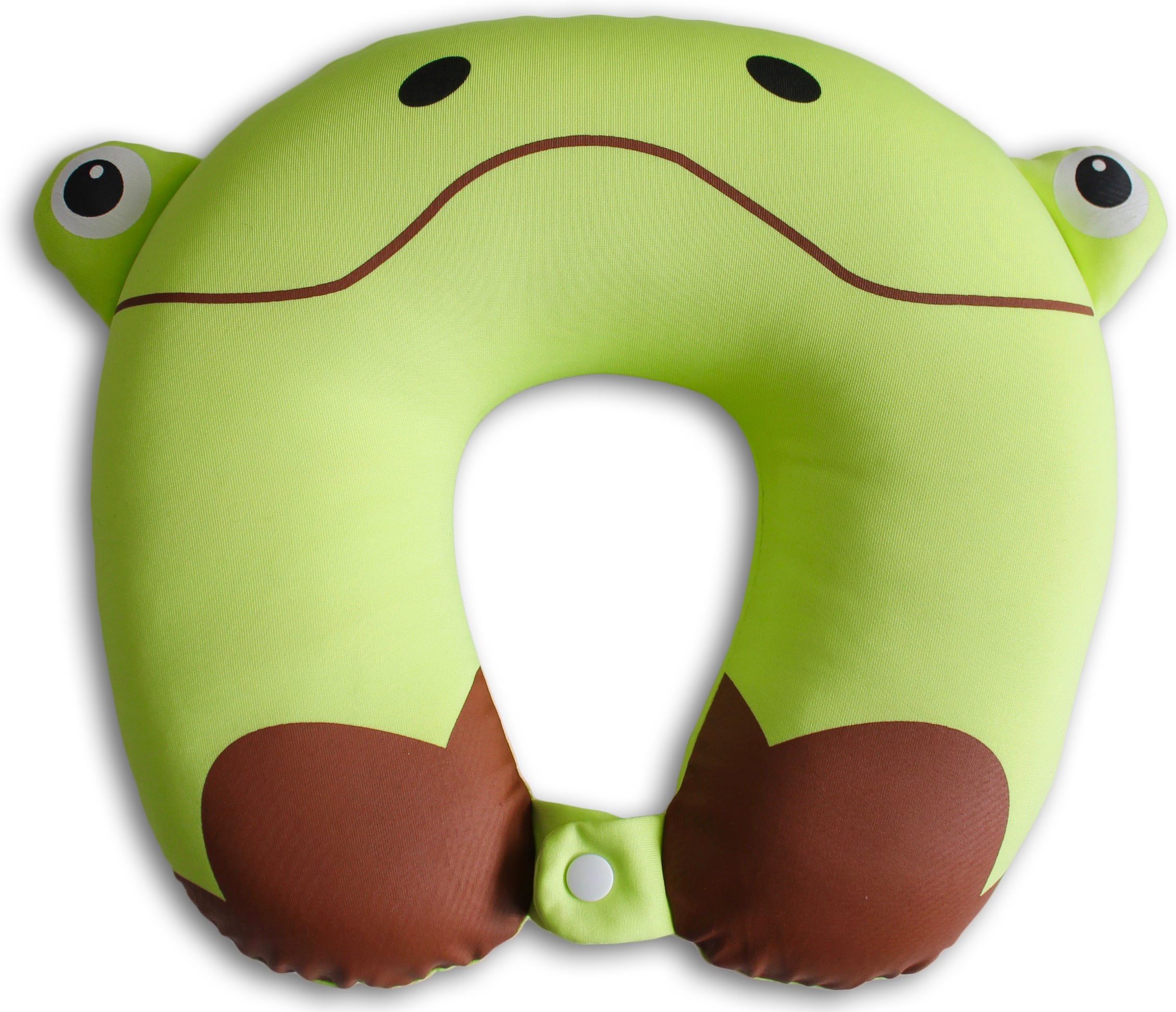 Kids Neck Travel Pillows - Cute U-Shaped Animal Pillow for Cars, Planes, Boys, Girls, Child Gift Ideas - Frog
